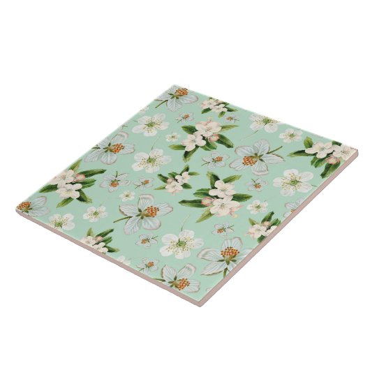 Vintage Frühlingsblüten Muster Fliese (Seite)