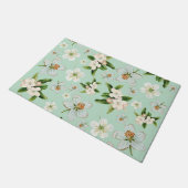Vintage Frühlingsblüten Muster Fußmatte (Schrägansicht)