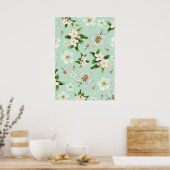 Vintage Frühlingsblüten Muster Poster (Küche)