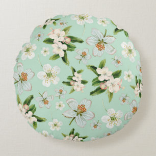 Vintage Frühlingsblüten Muster Rundes Kissen