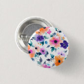 Vintage Frühlingsgarten Aquarell Blumen Button (Vorne & Hinten)