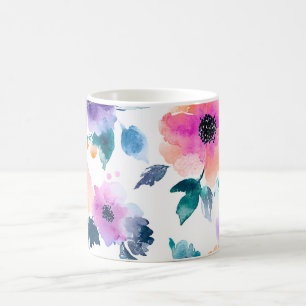 Vintage Frühlingsgarten Aquarell Blumen Kaffeetasse