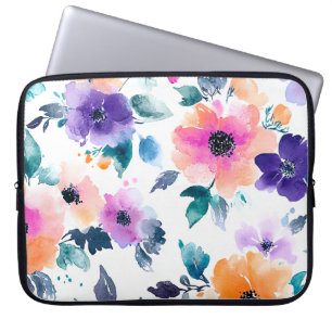 Vintage Frühlingsgarten Aquarell Blumen Laptopschutzhülle