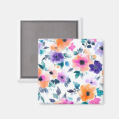 Vintage Frühlingsgarten Aquarell Blumen Magnet (Vorderseite/Rückseite)