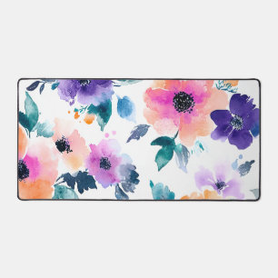 Vintage Frühlingsgarten Aquarell Blumen Schreibtischunterlage