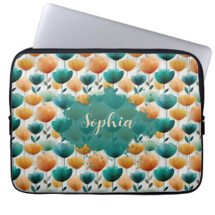 Vintage Frühlingsgelb und grüne Floral Laptopschutzhülle