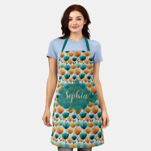 Vintage Frühlingsgelb und grüne Floral Schürze