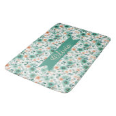 Vintage Frühlingsgrüne Florale Personalisierte Badematte (Schrägansicht)