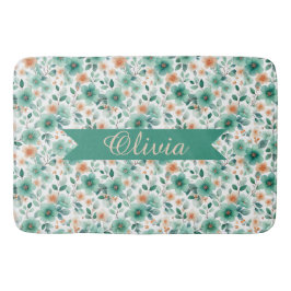Vintage Frühlingsgrüne Florale Personalisierte Badematte