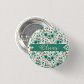Vintage Frühlingsgrüne Florale Personalisierte Button (Vorne & Hinten)