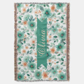 Vintage Frühlingsgrüne Florale Personalisierte Decke (Vorderseite Vertikal)