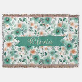 Vintage Frühlingsgrüne Florale Personalisierte Decke