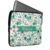 Vintage Frühlingsgrüne Florale Personalisierte Laptopschutzhülle (Vorne Rechts)