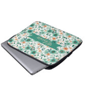Vintage Frühlingsgrüne Florale Personalisierte Laptopschutzhülle (Vorne Knopf)