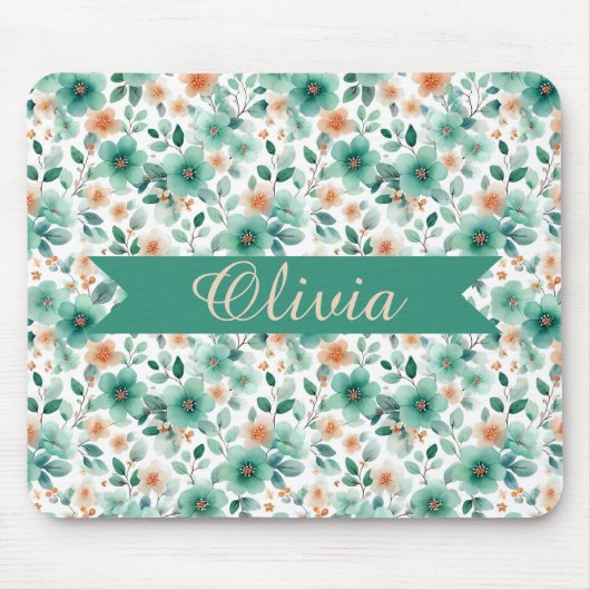 Vintage Frühlingsgrüne Florale Personalisierte Mousepad (Vorne)