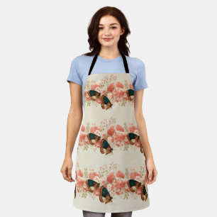 Vintage Frühlingsrosenblumen mit Schmetterlingen Schürze