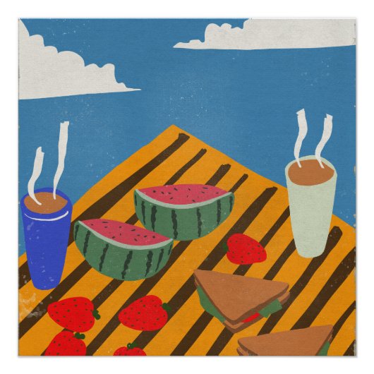 Vintage Frühstück Picknick Poster (Vorderseite)