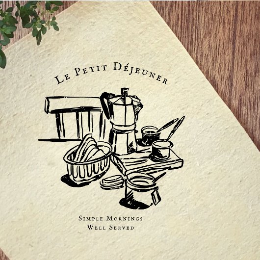 Vintage-Frühstückscafé-Illustration Stempel