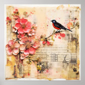 VINTAGE FRÜHSTÜCKSFLÜSSE UND BIRD POSTER (Vorne)