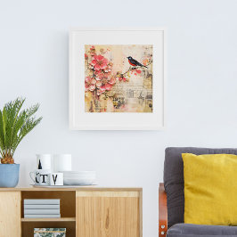 VINTAGE FRÜHSTÜCKSFLÜSSE UND BIRD POSTER