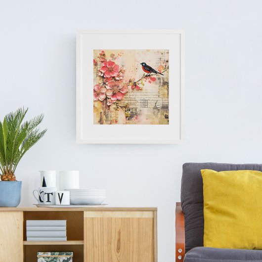 VINTAGE FRÜHSTÜCKSFLÜSSE UND BIRD POSTER