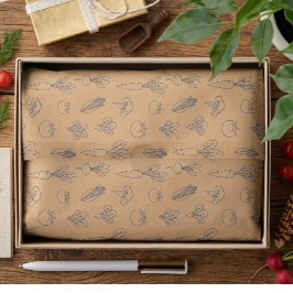 Vintage Fruit and Vegetables Pattern Tissue Paper  Seidenpapier