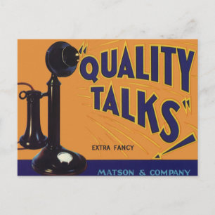 Vintage Fruit Crate Label Art, Old Fashioned Phone Postkarte