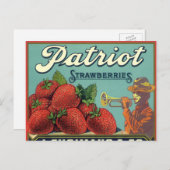 Vintage Fruit Crate Label Art Patriot Strawberries Postkarte (Vorne/Hinten)