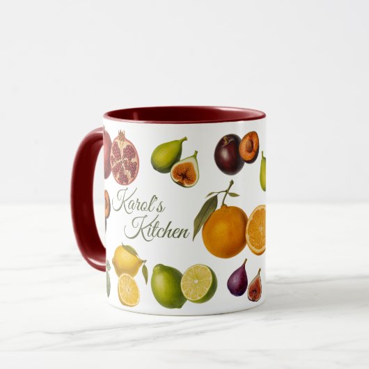 Vintage Fruits Mug (Customize) Tasse (Vorderseite Links)