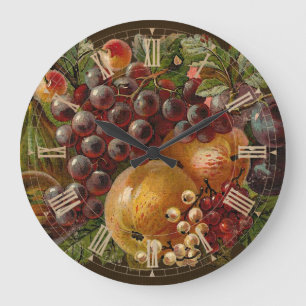 Vintage Fruits Roman Thanksgiving Clock Große Wanduhr