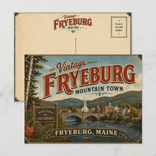 Vintage-Fryeburg-Maine-Bergstadt-Postkarte Postkarte