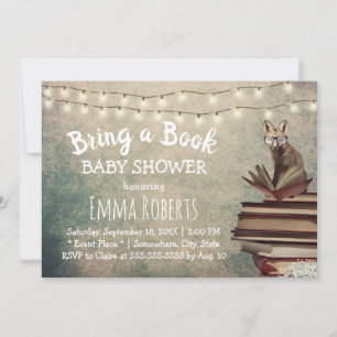 Vintage Fuchs Bring a Book Baby Shower Einladung