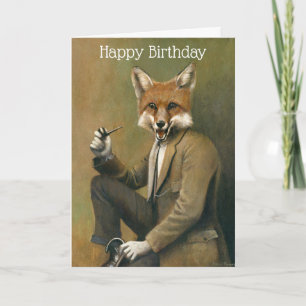 Vintage-Fuchs-Herren-Geburtstagskarte Karte