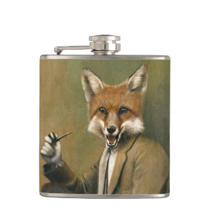 Vintage-Fuchs im Anzug-Flasche Flachmann
