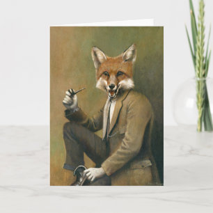 Vintage-Fuchs im Anzug Grußkarte Karte