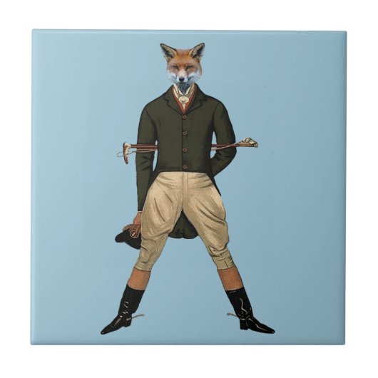 Vintage Fuchs Jagd Fliese (Vorderseite)