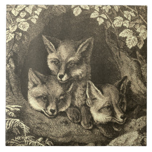 Vintage Fuchs-Keramikfliese Fliese