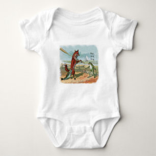 Vintage Fuchs und Frosch Strand Whimsical Illustra Baby Strampler