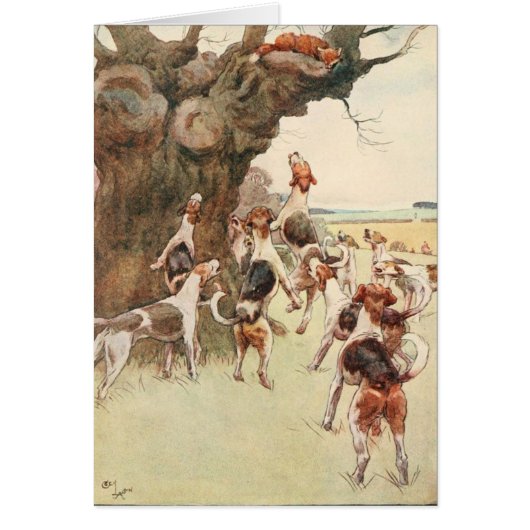 Vintage - Fuchs und Hunde, (Vorne)