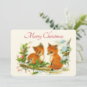 Vintage Füchse Retro Weihnachten Winter Szene (Stehend Vorderseite)