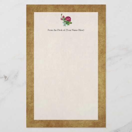 Vintage Fuchsia-Rose Briefpapier (Vorderseite)