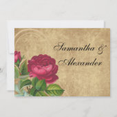 Vintage Fuchsia Rose Hochzeitseinladungen Einladung (Rückseite)