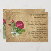 Vintage Fuchsia Rose Hochzeitseinladungen Einladung (Vorne/Hinten)