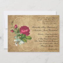Vintage Fuchsia Rose Hochzeitseinladungen