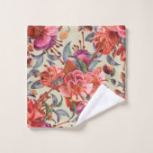 Vintage Fuchsienblüten Badhandtuch Set (Waschlappen)