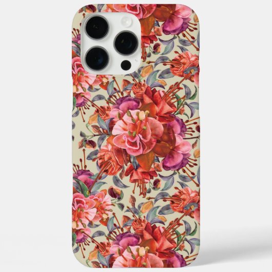 Vintage Fuchsienblüten Case-Mate iPhone Hülle (Rückseite)