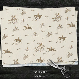 Vintage-Fuchsjagd-Reiter-Jagdhunde-Jagd Seidenpapier