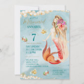 Vintage fühlen Mermaid Party Kraft Einladung (Vorderseite)