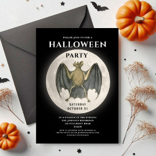 Vintage-Full-Moon-Fledermaus-Halloween-Party Einladung