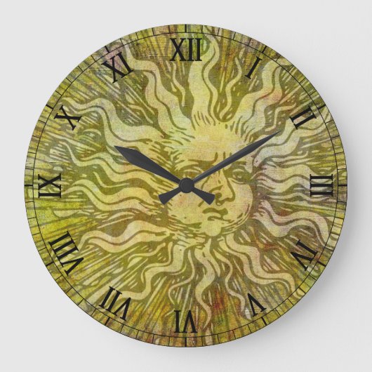 Vintage Full Sun Face Große Wanduhr (Vorderseite)